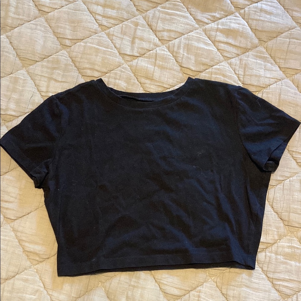 Wild Fable Black Fitted Crop T-Shirt